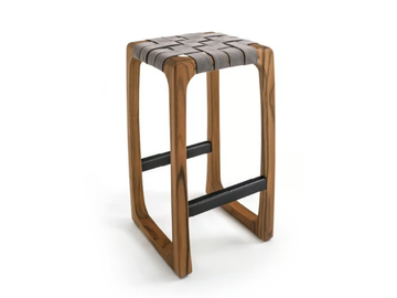 BUNGALOW - High teak garden stool with footrest and fabric seat by Riva 1920 - view 2
